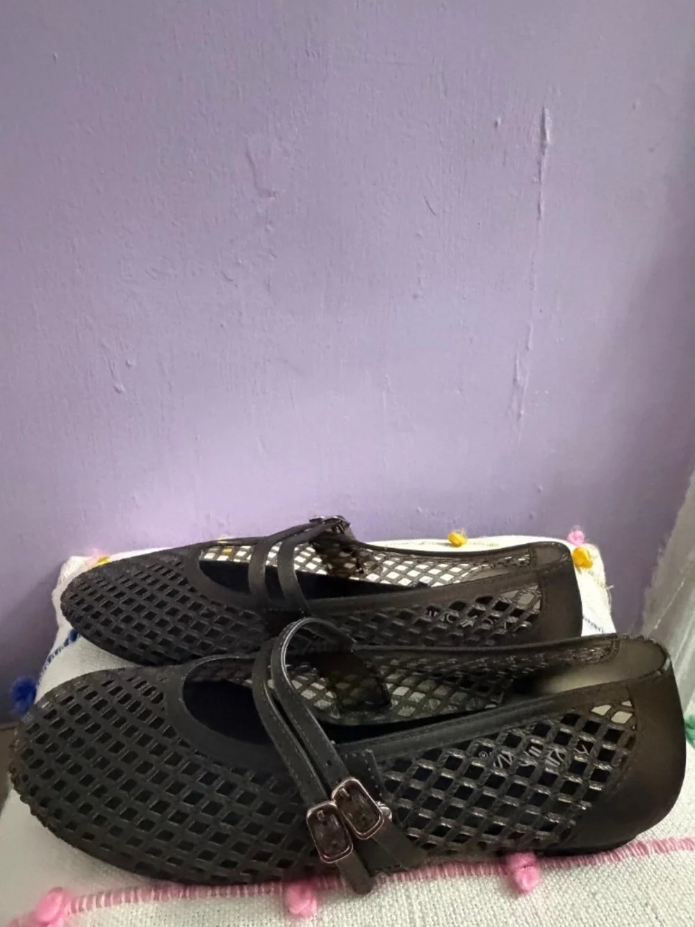 Roxoni Double Strap Jelly Mary Jane Flats - Black/ Transparent - New Without Tag - Picture 4 of 8